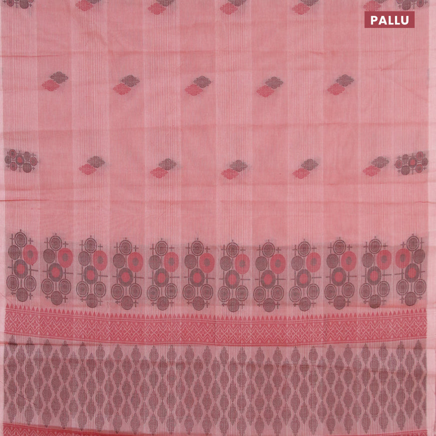 Nithyam cotton saree dual shade of maroon with thread woven buttas in borderless style