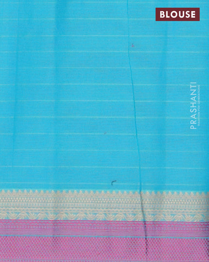 Nithyam cotton saree cs blue and purple with allover thread weaves & buttas and thread woven border