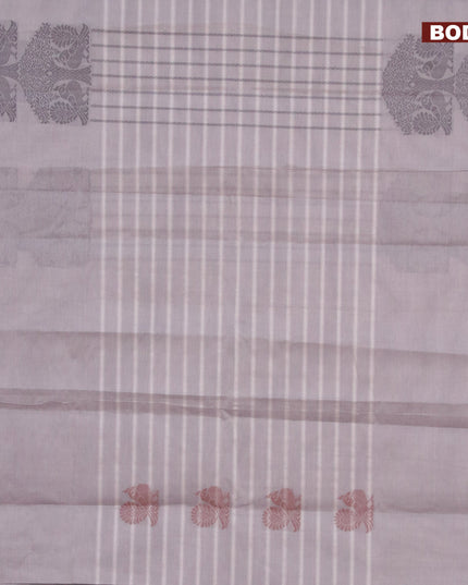 Nithyam cotton saree grey and beige with allover thread weaves & buttas and piping border