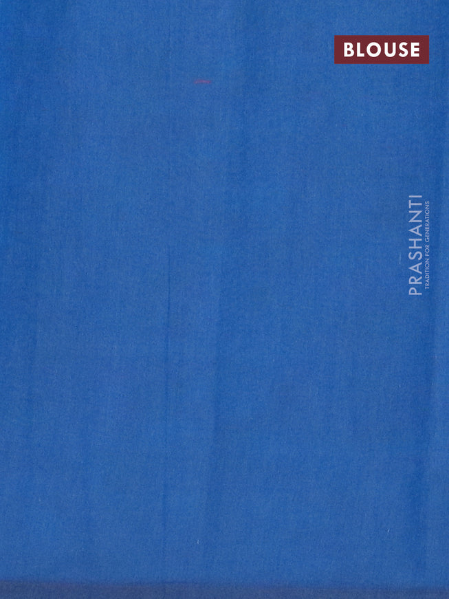 Nithyam cotton saree blue with allover zari & thread woven buttas in borderless style