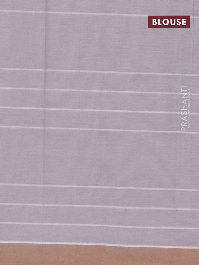Nithyam cotton saree grey shade and beige with allover thread weaves & buttas and simple border