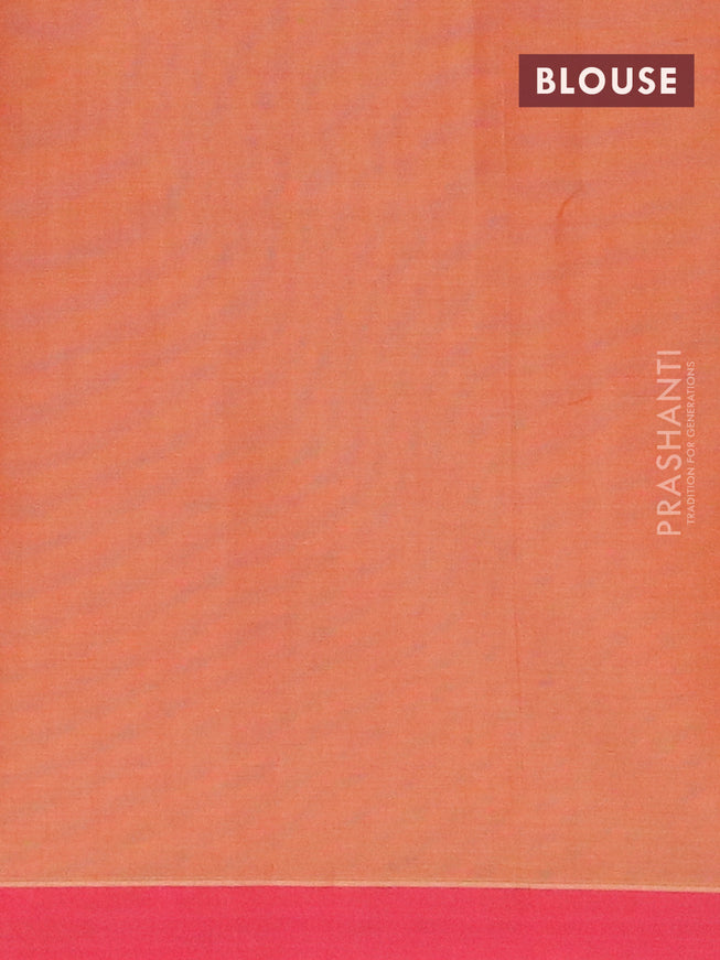 Nithyam cotton saree rust shade and maroon with allover stripes & buttas and simple border