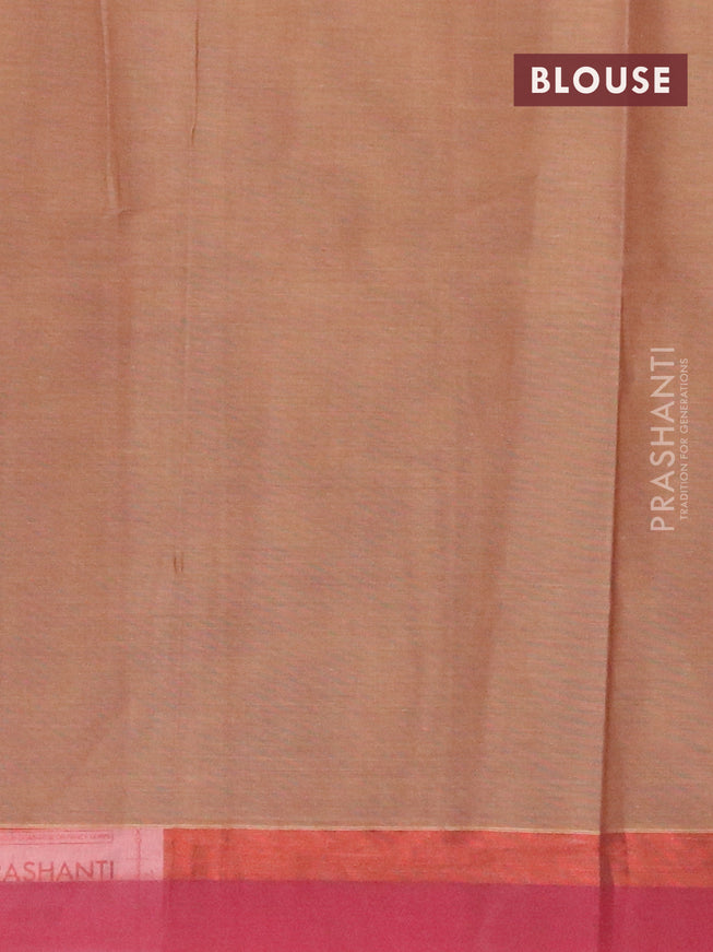 Nithyam cotton saree beige and maroon with thread & zari woven butta weaves and zari woven simple border