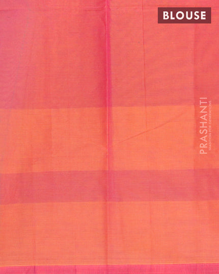 Nithyam cotton saree dual shade of rust and magenta pink with allover thread weaves & floral buttas and copper zari woven border