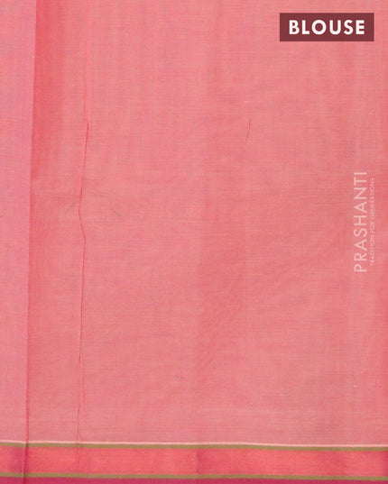 Nithyam cotton saree peach shade and maroon with allover thread weaves & buttas and zari woven border