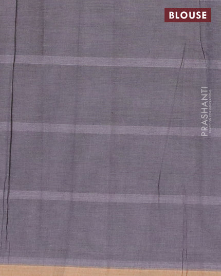 Nithyam cotton saree grey shade and chikku shade with thread woven buttas and piping border
