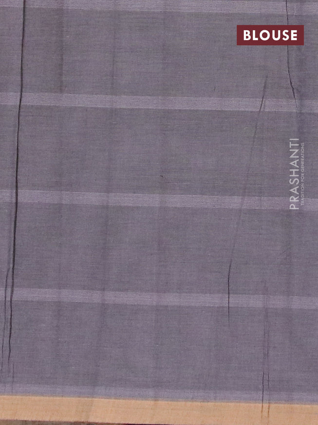 Nithyam cotton saree grey shade and chikku shade with thread woven buttas and piping border