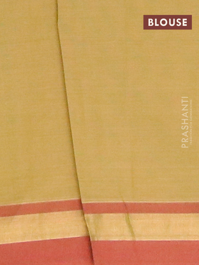 Nithyam cotton saree mehendi green and maroon with geometric thread woven buttas and piping border
