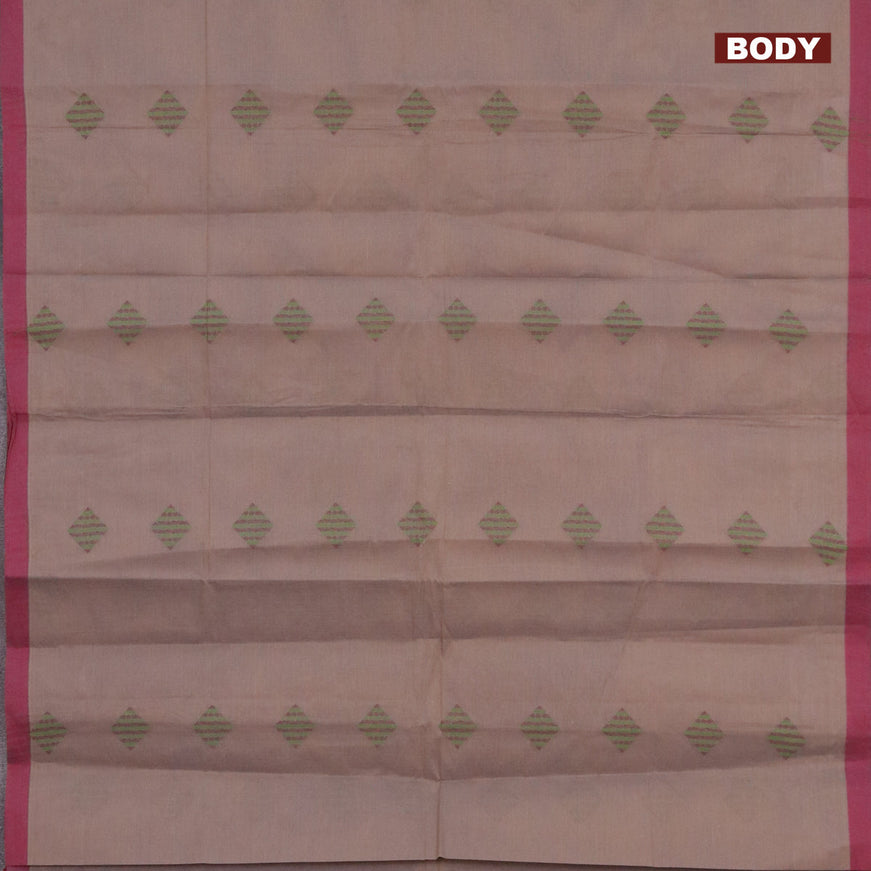Nithyam cotton saree grey shade and maroon with geometric thread woven buttas and piping border