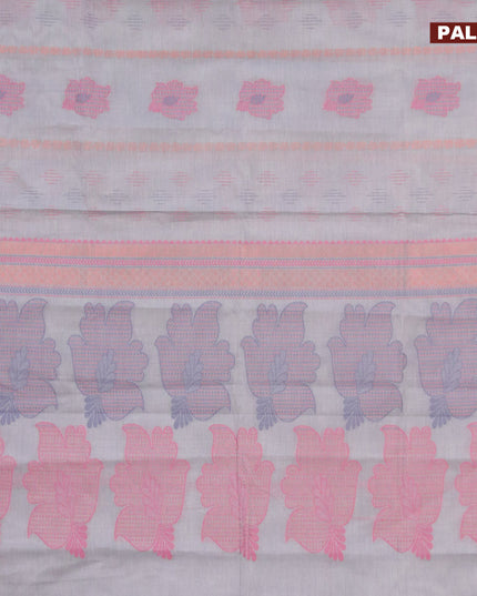 Nithyam cotton saree grey with allover copper zari weaves & thread buttas and copper zari woven simple border