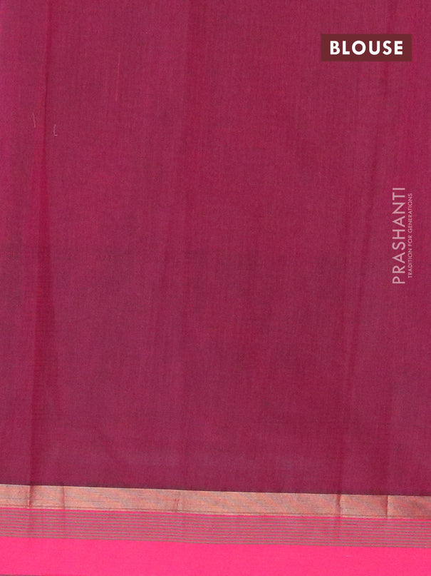 Nithyam cotton saree dark magenta and pink with thread woven buttas and zari woven simple border