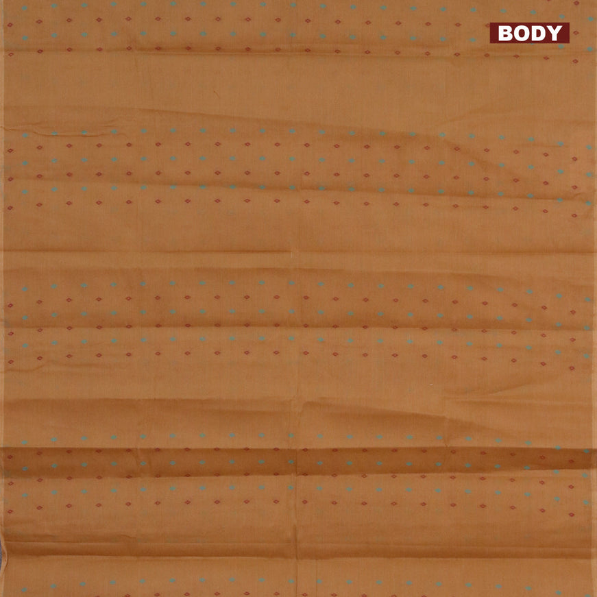 Nithyam cotton saree sandal with thread woven buttas in borderless style