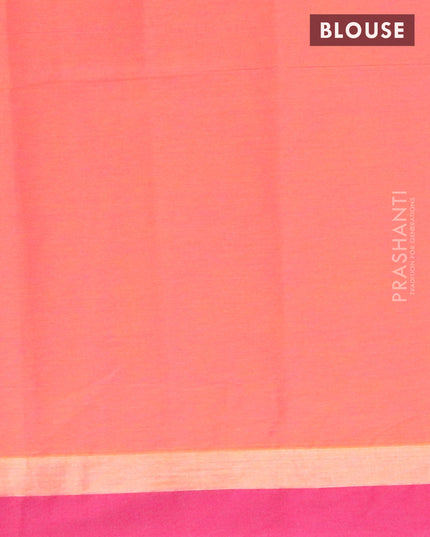 Nithyam cotton saree dual shade of pinkish orange and magenta pink with allover thread weaves and zari woven simple border