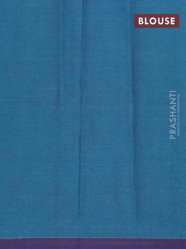 Nithyam cotton saree cs blue and blue with allover thread weaves and simple border