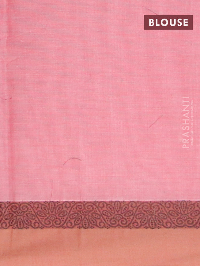 Nithyam cotton saree pink shade with thread woven buttas and thread woven simple border