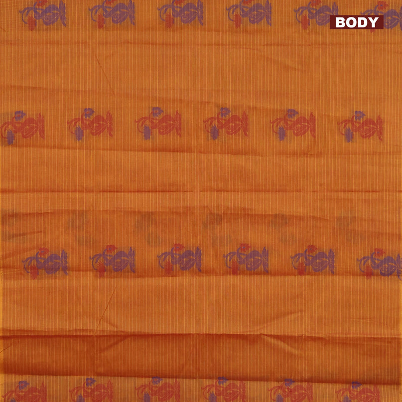 Nithyam cotton saree mustard yellow with thread woven buttas in borderless style