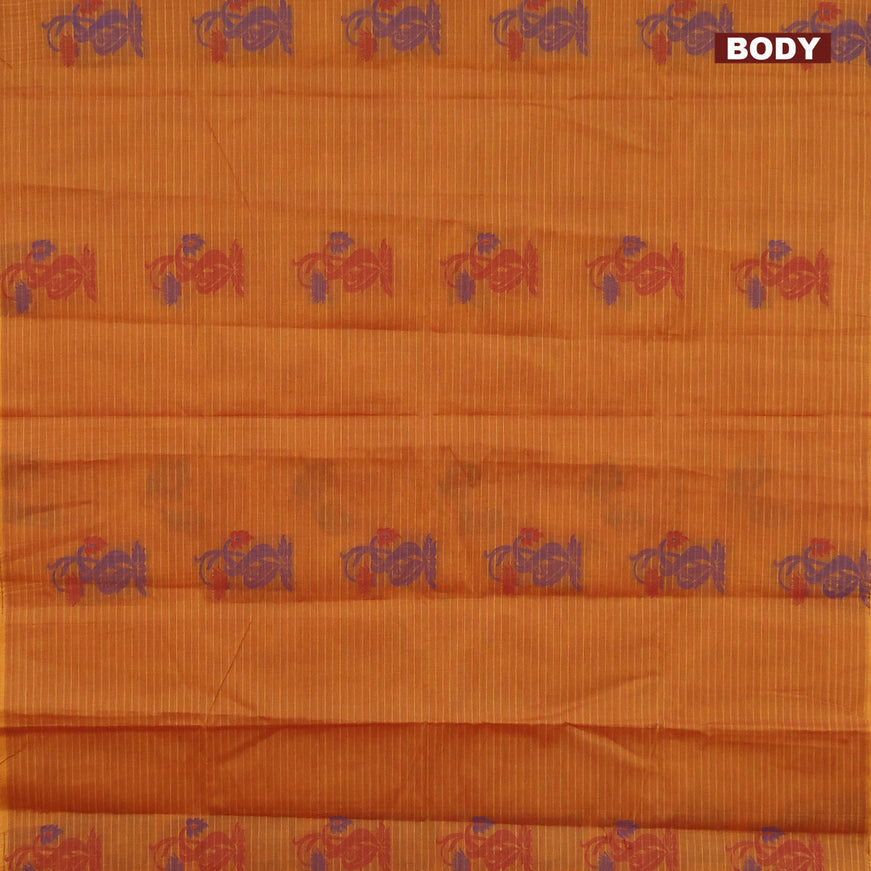 Nithyam cotton saree mustard yellow with thread woven buttas in borderless style