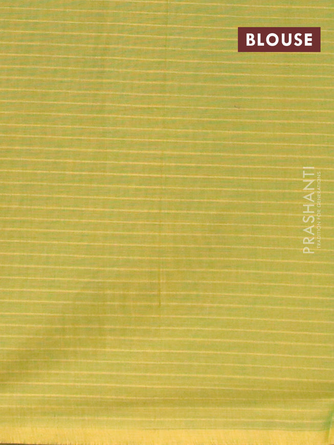 Nithyam cotton saree light green with thread woven buttas in borderless style