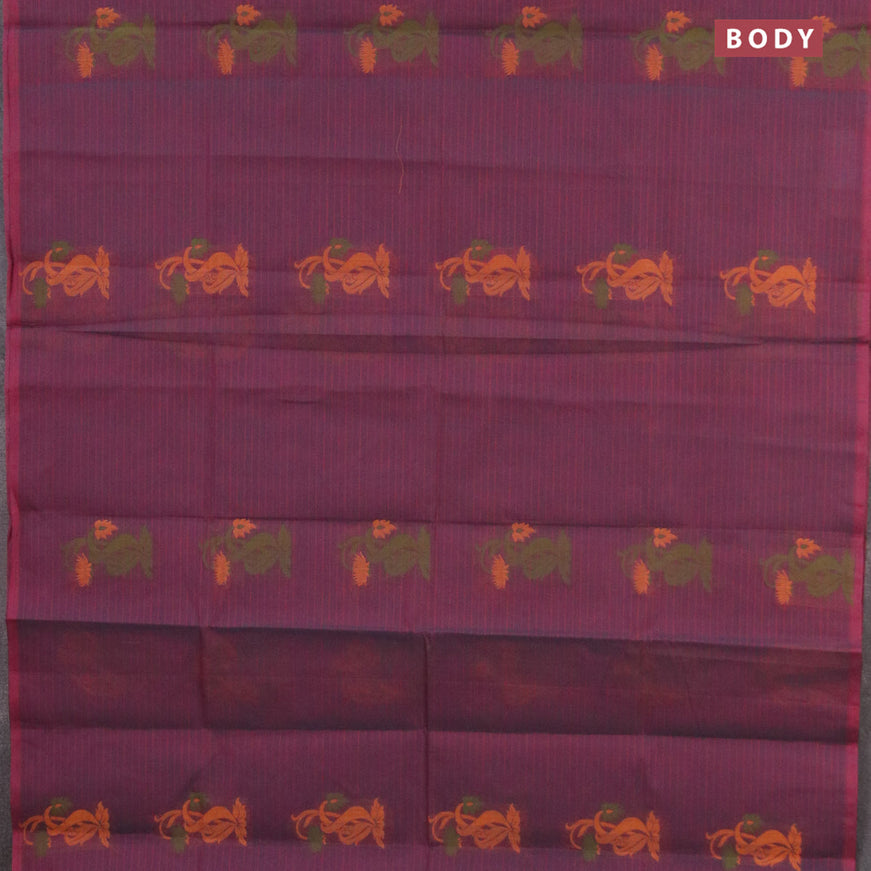 Nithyam cotton saree wine shade with thread woven buttas in borderless style
