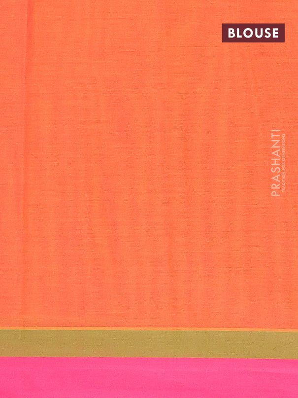 Nithyam cotton saree dual shade of pinkish orange and pink with thread woven box type buttas and simple border