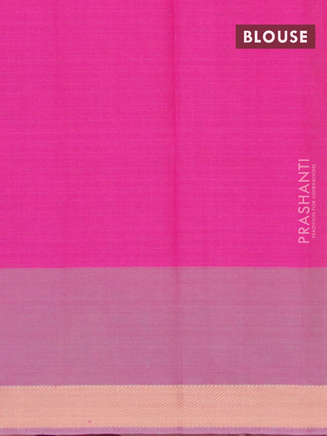 Nithyam cotton saree magenta pink and mild purple with allover checked pattern and thread woven butta border