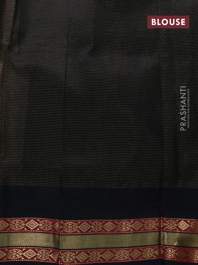 Silk cotton saree sandal and black with allover vairosi pattern and temple design zari woven korvai border