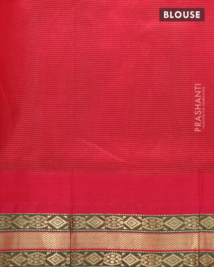 Silk cotton saree mango yelow and red with allover vairosi pattern and temple design zari woven korvai border