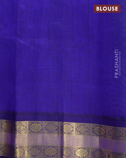 Kuppadam silk cotton saree green and blue with plain body and rich zari woven border