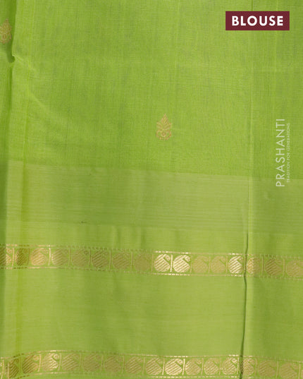Silk cotton saree maroon and light green with zari wovenn buttas and temple design rettapet zari woven korvai border
