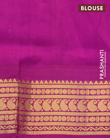 Silk cotton saree yellow and purple with zari woven buttas and zari woven korvai border