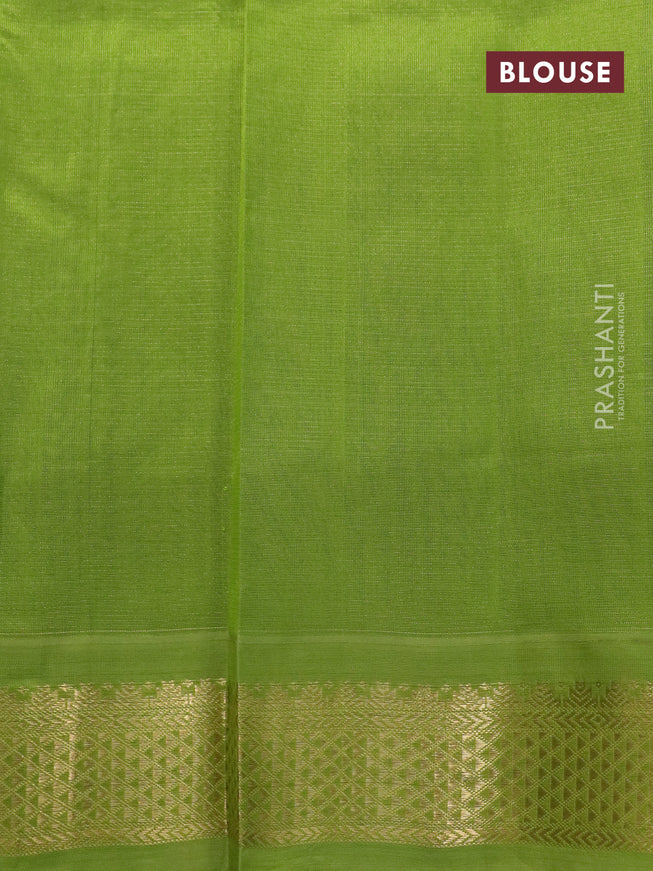 Green Gold Zari Border Korvai Plain Body Semi Silk