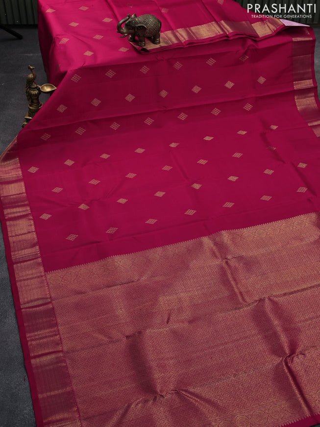 Pure kanjivaram silk saree pink with zari woven buttas and zari woven border & butta style