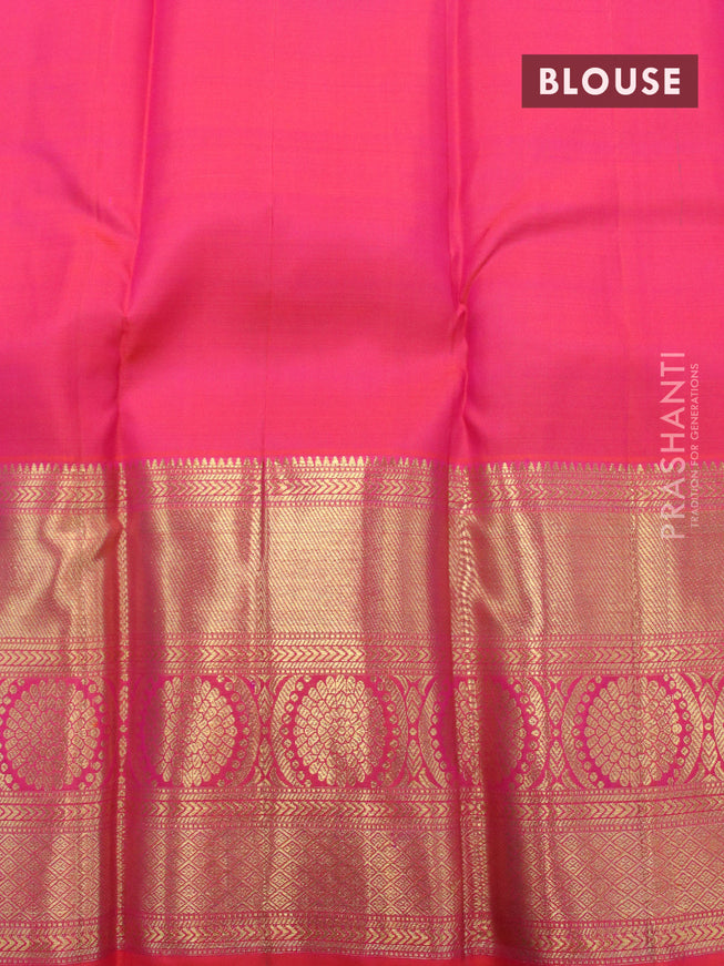 Pure kanjivaram silk saree lavender shade and dual shade of pinkish orange with zari woven floral buttas and long zari woven border & butta style