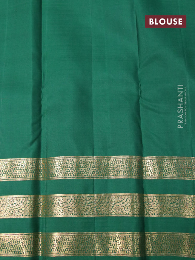 Pure kanjivaram silk saree red and green with annam zari woven buttas and zari woven border & butta style
