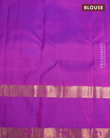 Pure kanjivaram silk saree pink and dual shade of purple with annam & peacock zari woven buttas and rettapet zari woven border & butta style