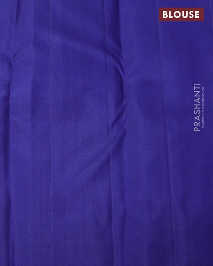Pure kanjivaram silk saree pink and navy blue with allover silver & gold zari weaves in borderless style & borderless style