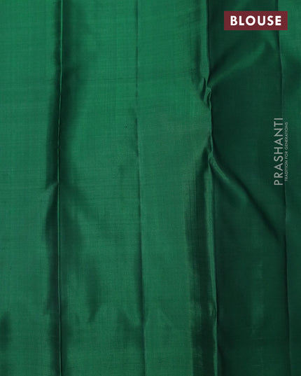 Pure kanjivaram silk saree dark magenta pink and green with allover zari weaves & box type buttas in borderless style & borderless style