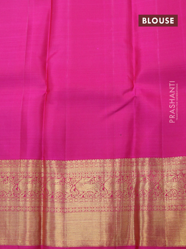 Pure kanjivaram silk saree deep maroon and pink with zari woven buttas and zari woven border & butta style