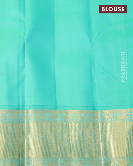 Pure kanjivaram silk saree sandal with zari woven buttas ang ganga jamuna border & butta style