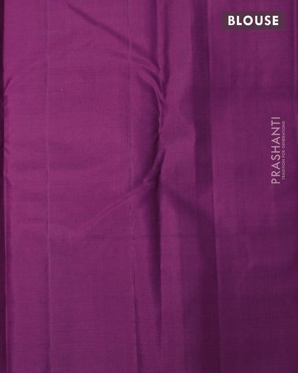 Pure kanjivaram silk saree dark magenta pink with silver & gold zari weaves and zari woven butta border & allover weaves