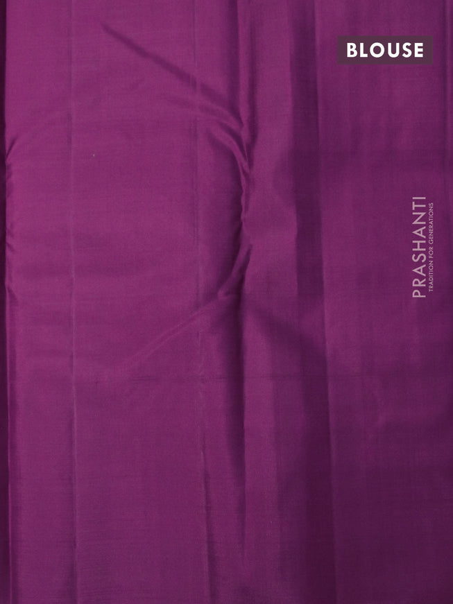 Pure kanjivaram silk saree dark magenta pink with silver & gold zari weaves and zari woven butta border & allover weaves
