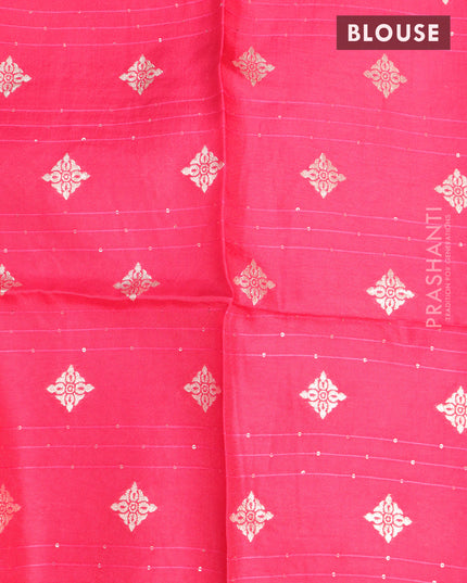 Chinon silk saree pink shade with allover sequin work and zari woven floral border & zari butta blouse
