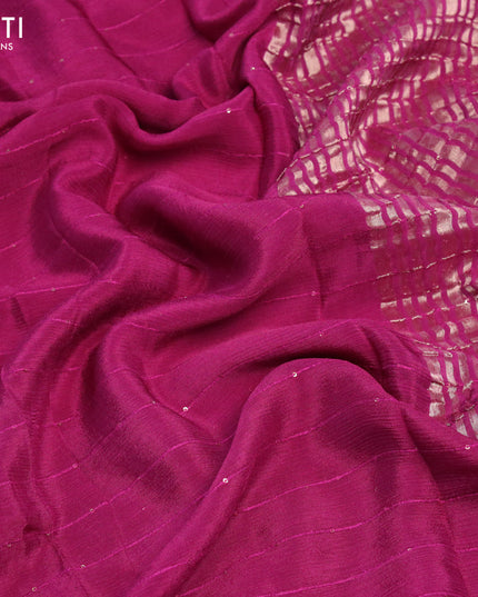 Chinon silk saree purple with allover sequin work and zari woven floral border & zari butta blouse