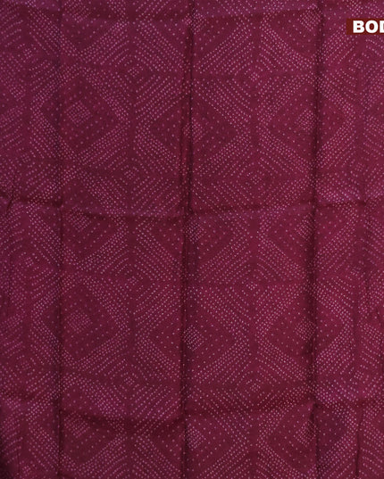 Semi linen saree purple and dark sandal with allover bandhani prints and kalamkari printed pallu
