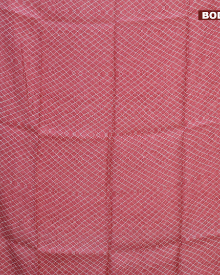 Semi linen saree red shade and dark sandal with allover prints and kalamkari printed pallu