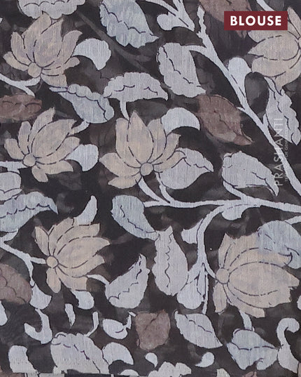 Semi linen saree black and brown shade with allover bandhani prints and kalamkari printed pallu