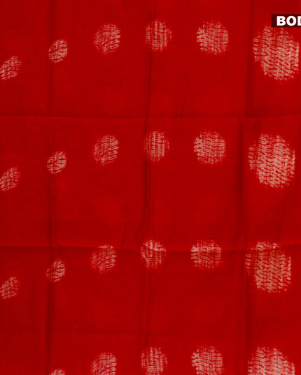 Semi linen saree red and beige with allover shibori prints and kalamkari printed pallu