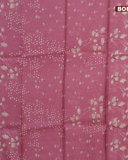 Semi linen saree pastel pink with allover prints and simple border