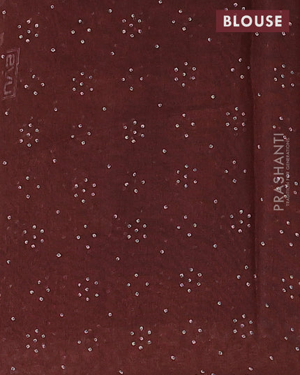 Semi linen saree rust shade with allover kalamkari prints and bandhani printed pallu