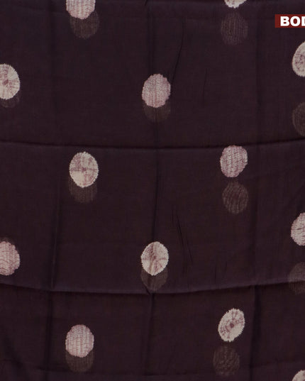 Semi linen saree deep coffee brown and sandal with butta prints and kalamkari printed pallu